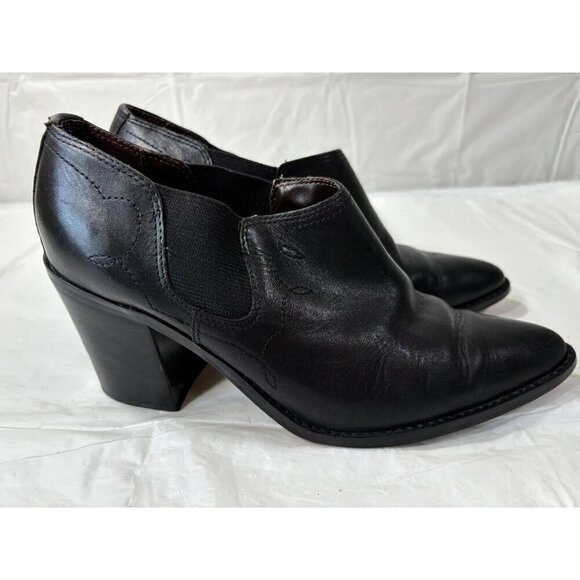 Flings Salsa Black Leather Ankle Booties Size 7.5 M - Picture 2 of 13